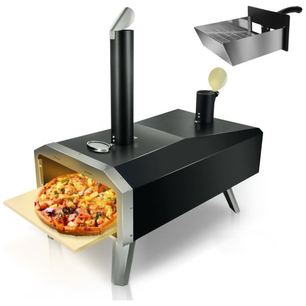 ectq93b3tdx90b_0 jpg - Forno de Pizza a Lenha Portátil em Aço Inoxidável com Pedra de Pizza, Li Zhen, Preto