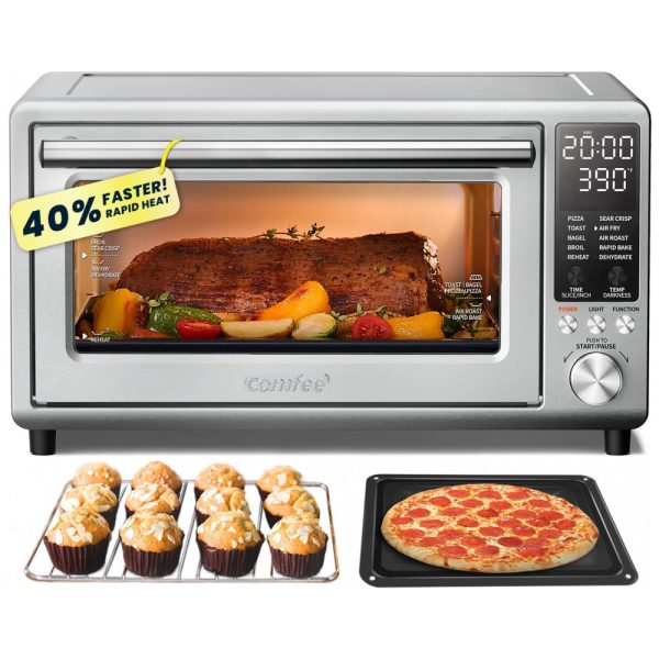 ectq995b9tvb0b_0 jpg - Forno Elétrico de Bancada com 24 Litros de Capacidade e Função AirFyer, 110V 1750W, COMFEE, Prata