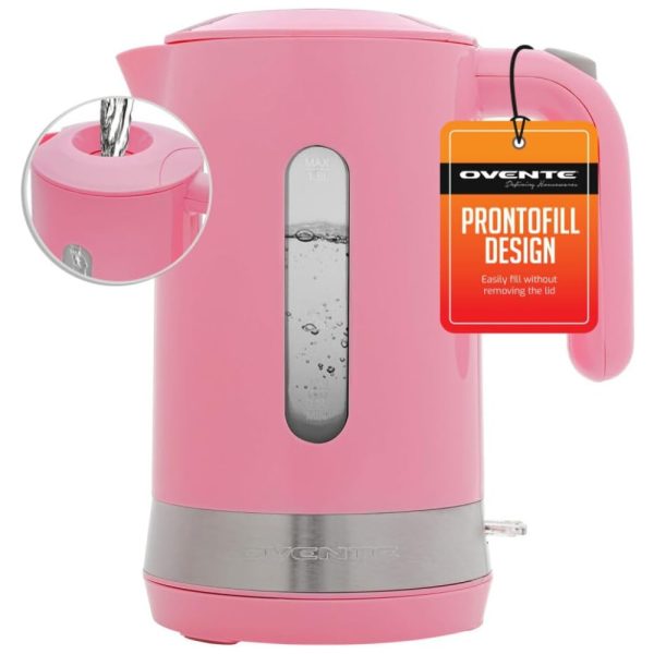 ectq9bjhzjz80b_0 jpg - Chaleira Elétrica de 1.8L com Desligamento Automático, 1500W, 110v, OVENTE KP413P, Rosa