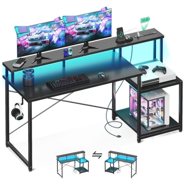 ectq9ndnnpxc0b_0 jpg - Mesa Gamer de Fibra de Carbono 56 142 cm com Luz LED, Tomadas, Suporte para CPU, Gancho para Fone de Ouvido e Suporte para Monitor , 110V, AODK, Preto