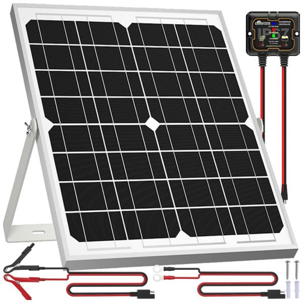 ectq9tk91xg80b_0 jpg - Kit Painel Solar, Monocristalino, à prova dágua, 20W, 12V, 1 unidade, SOLPERK, Preto