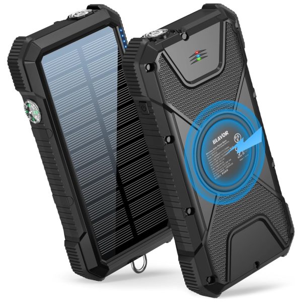 ectq9xwlkwq70b_0 jpg - PowerBank Sem Fio Carregador Solar 20000mAh 18W 20.000 mAh IPX5 Impermeável LED Bussola Nautica Camping, BLAVOR, Preto