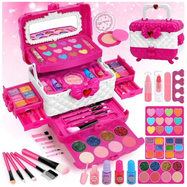 ectqbm5gylbb0b_0 jpg - Kit de Maquiagem Infantil Lavável com 60 Peças para Crianças de 3 a 12 Anos, Teensymic Princesa, Rosa