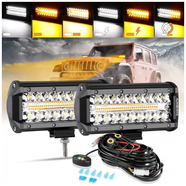 ectqbqgynfm90b_0 jpg - Barra LED Offroad com 30000 Lúmens e 6 modos Âmbar, 2Un, 300W, Auxbeam, Preto