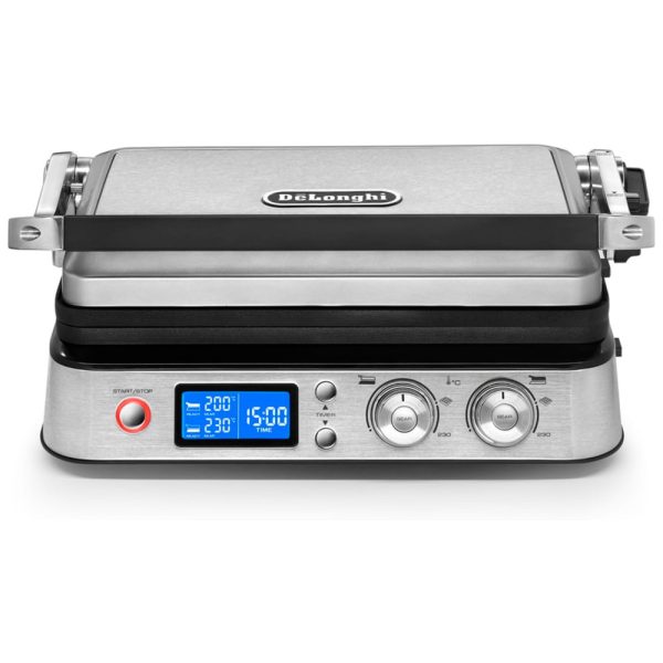 ectqbyfe7fm10b_0 jpg - Churrasqueira Grill Elétrica com Placa para Waffle, 1800W, 110v, DELONGHI CGH1030D, Prateado