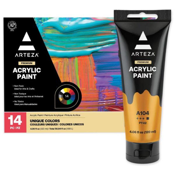 ectqc2jzyc870b_0-2 jpg - Kit de Tinta Acrílica Profissional com Cores Essenciais, 14 Peças, ARTEZA