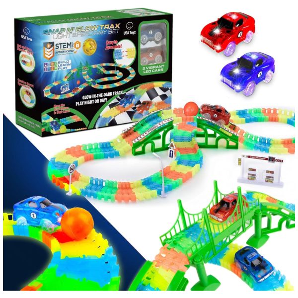 ectqc4v5snq70b_0-1 jpg - Pista de Corrida STEM Arco Iris Dobrável com 360 Peças, Inclui 2 Carros Iluminados, USA Toyz.