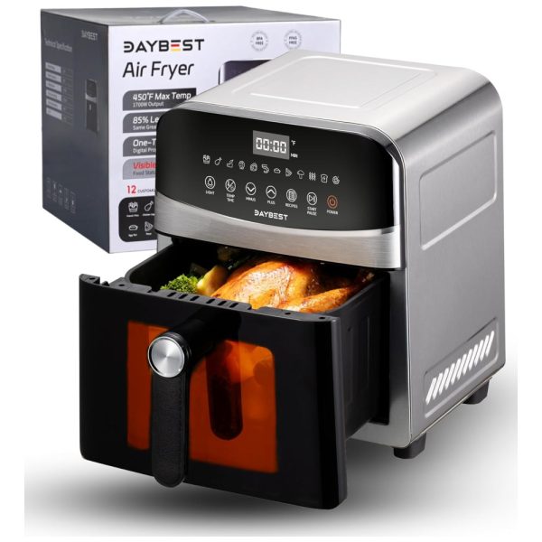 ectqcd4spybd0b_0-1 jpg - Fritadeira Air Fryer 6 Litros em Aço Inoxidável, 110V 1700W, Daybest, Prata