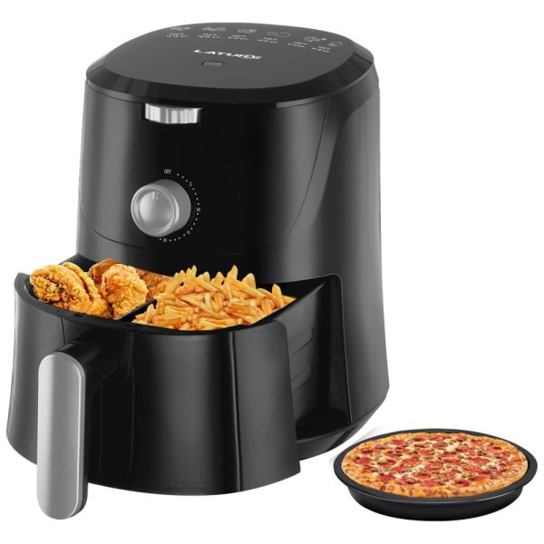 ectqcj913hxb0b_0 jpg - Fritadeira Elétrica AirFryer 4.2L com Temperatura Ajustável e 2 Cestas de Fritura, 110V, LATURE, Preta