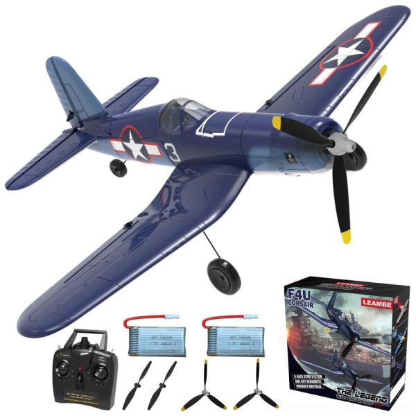 ectqcmm8pyx80b_0 jpg - Avião de Controle Remoto com Tecla Acrobática para Crianças e Adultos, LEAMBE F4U Corsair, Azul