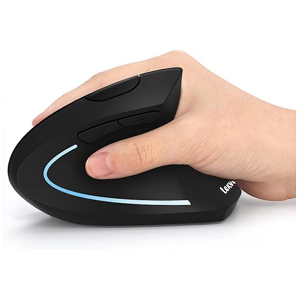 ectqczjvcfb70b_0-2 jpg - Mouse Ergonômico Vertical Óptico sem Fio Reduz a Tensão do Pulso, 800, 1600 DPI 6 Botões, LEKVEY 7L 01, Preto