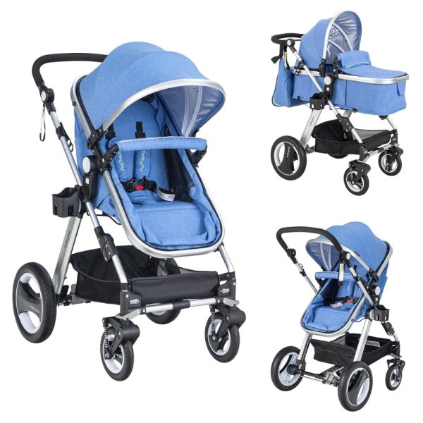 ectqd4s1ftf70b_0 jpg - Carrinho de Bebê 2 em 1 com Inclinação Conversível e Suporte para Copo, BABY JOY, Azul