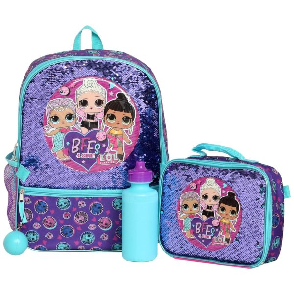 ectqd7lk3qs70b_0 jpg - Mochila Escolar Infantil 40cm L.O.L. Surprise 4 Peças com Lancheira para Crianças, Roxa