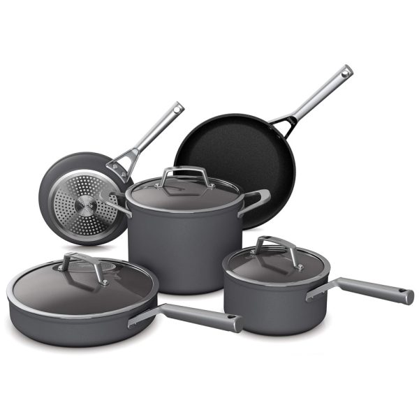 ectqdbsff1c80b_0-2 jpg - Conjunto de Panelas e Frigideiras Antiaderentes de Aço Anodizado com Tampa de Vidro, 8 Peças, NINJA C38000, Cinza