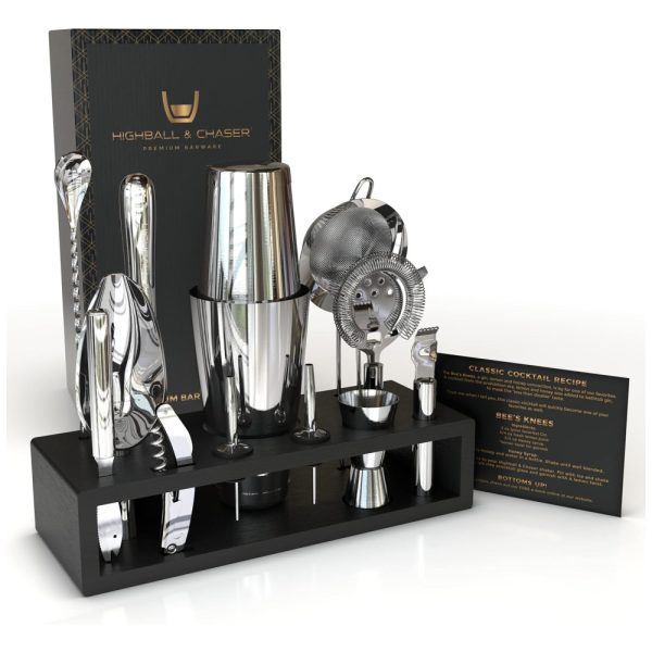 ectqdc2hq8s70b_0 jpg - Kit Bn Profissional 11 Peças em Aço Inoxidável com Suporte e Livro de Receitas, HIGHBALL CHASER, Prateado