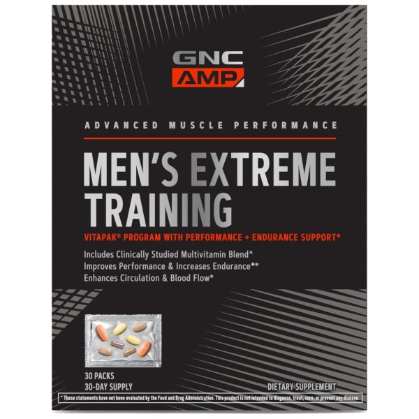 ectqdc4gspg70b_0 jpg - GNC AMP Vitapak Masculino Extreme Training, Desenvolvido para Máximo Desempenho e Resistência, Sistema de Suplementação Diária em 5 Etapas.