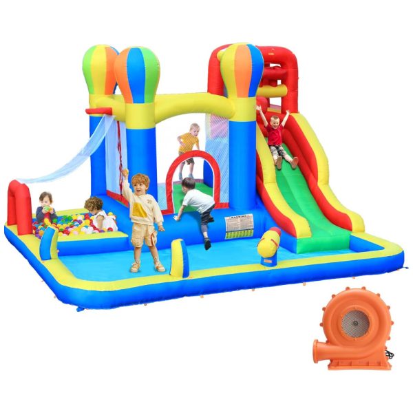 ectqdqb3kyp90b_0-1 jpg - Parque Aquático Inflável até 136 kg com Toboágua, Piscina Grande, Pulverizadores de Água e Canhão de Água, Baralir, Colorido