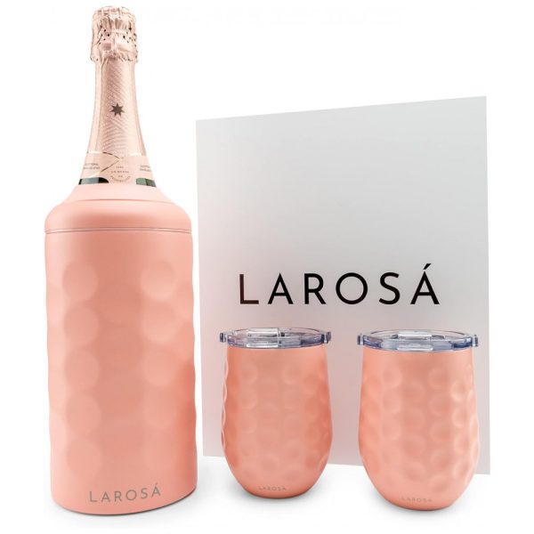ectqdr3ccg3b0b_0 jpg - Porta Garrafa Térmico para Vinho Á em Aço Inoxidável com 2 Copos, LAROSÁ, Rosa