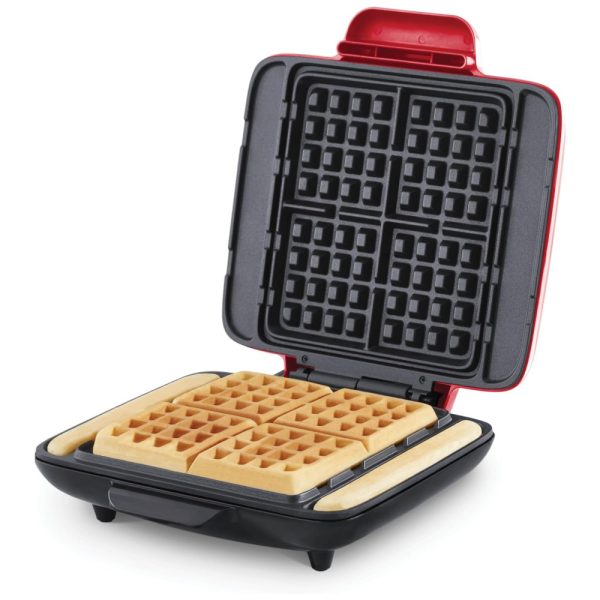 ectqdrsjglm80b_0 jpg - Deluxe Máquina de Waffle Antiaderente, Aço Inoxidável, 1200W, 110v, DASH DNMWM455RD, Vermelho