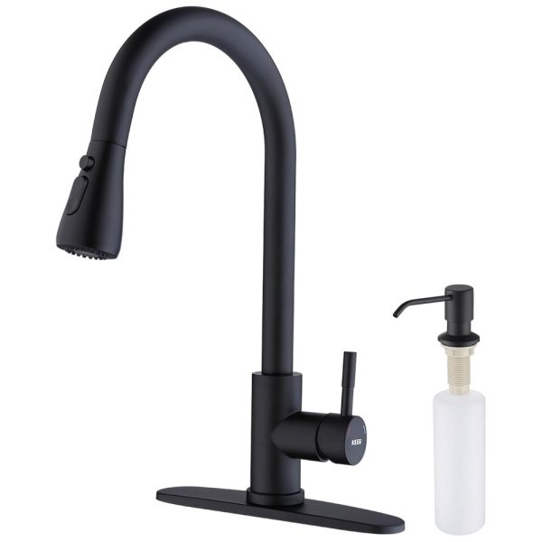 ectqdxm2yxg90b_0 jpg - Torneira Cozinha com Dispensador de Sabão, Pulverizador de 3 Modos, Revestimento de Metal de Chapeamento Profundo, Keer, Preto Fosco