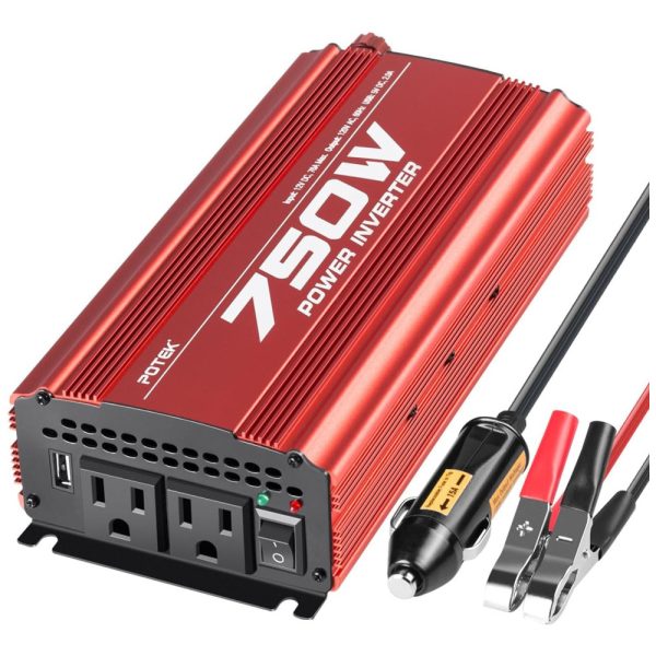 ectqdzxcfhb70b_0 jpg - Inversor de Potência 750W DC 12V para AC 2 Tomadas, USB, 110v, POTEK 750WR, Vermelho