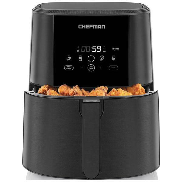 ectqf4ch1lj90b_0 jpg - Fritadeira Elétrica Air Fryer 5L de Capacidade com Painel de Controle Digital, 1500W, 110V, CHEFMAN TurboFry, Preto