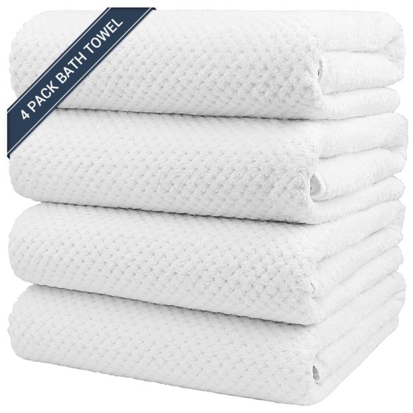 ectqf5mcqvcc0b_0 jpg - Kit Toalhas de Banho, Ultra Macia e Altamente Absorventes de Microfibra com 4 Peças, HOMEXCEL, Branca