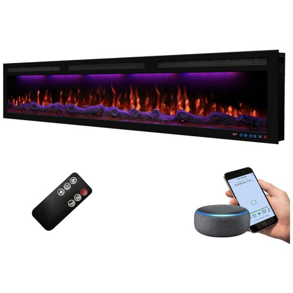 ectqfvz155z90b_0 jpg - Lareira Elétrica de Embutir A44x182L com Controle por APP e Chamas Multicoloridas, 110V 1500W, Dreamflame, Preta