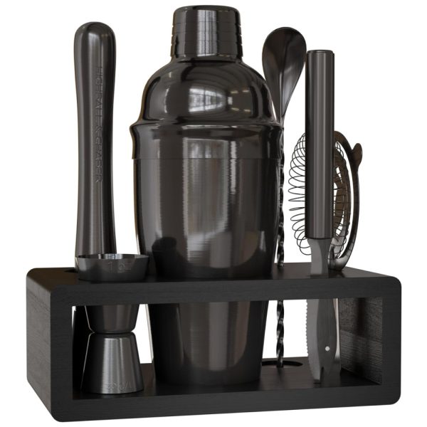 ectqfwymvj880b_0 jpg - Kit Bn Profissional 6 Peças em Aço Inoxidável com Suporte e Livro de Receitas, Cor, HIGHBALL CHASER, Preto