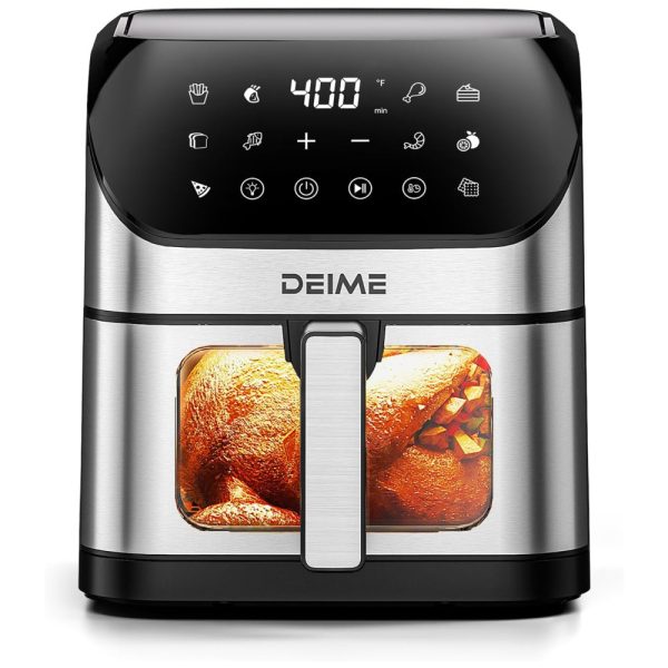 ectqg2m4kx5c0b_0 jpg - Fritadeira Elétrica Air Fryer 8 Litros com 10 Predefinições e Cesto Antiaderente, 110V 1700W, Deime, Prata