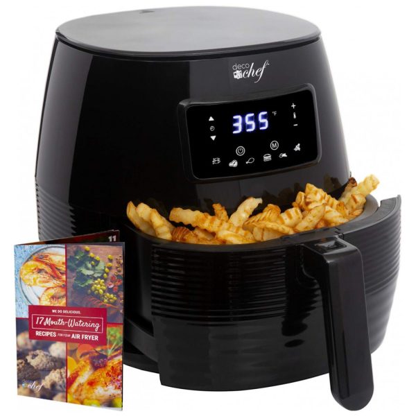 ectqgbk5j9v70b_0 jpg - Fritadeira Elétrica 5.5L de Capacidade com Acessórios e Livro de Receitas, 1400W, 110v, DECO CHEF, Preto