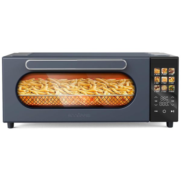 ectqgch1wskc0b_0 jpg - Forno de Convecção 10 em 1, 15L com Display LCD, 10 Funções Predefinidas e 4 Acessórios, 1800W, SEEDEEM, Cinza