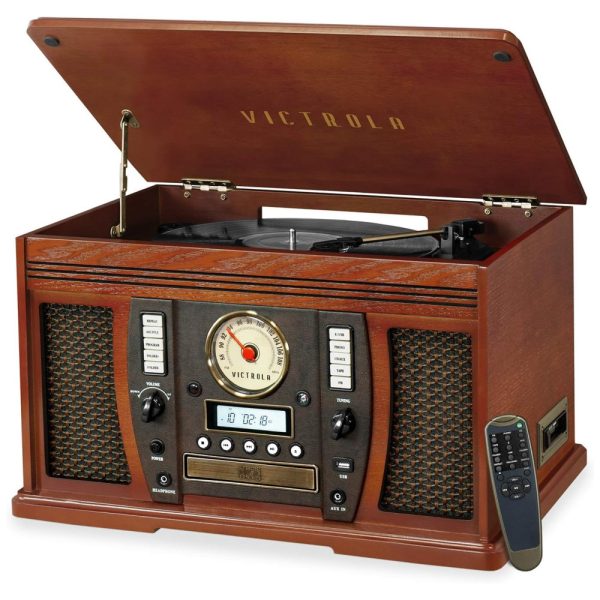 ectqgkzvvmu00b_0 jpg - Toca Discos Central Multimídia 8 em 1 com Bluetooth e Alto falantes Integrados, Victrola Aviator, Marrom