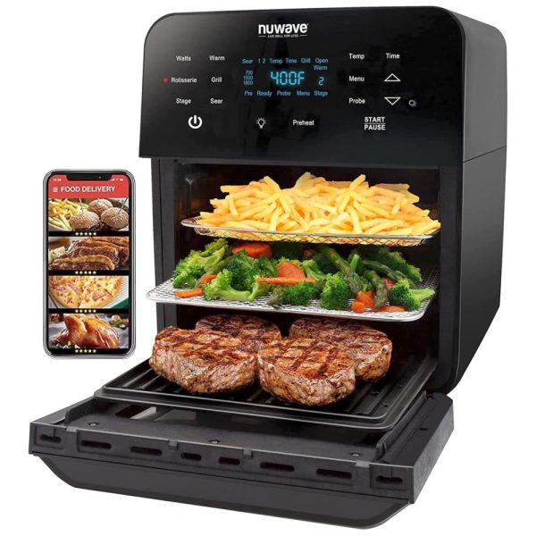 ectqgl7rc3580b_0 jpg - Fritadeira Elétrica AirFryer, Capacidade 15L com Painel Digital, 110V 1800W, NUWAVE Brio, Preto