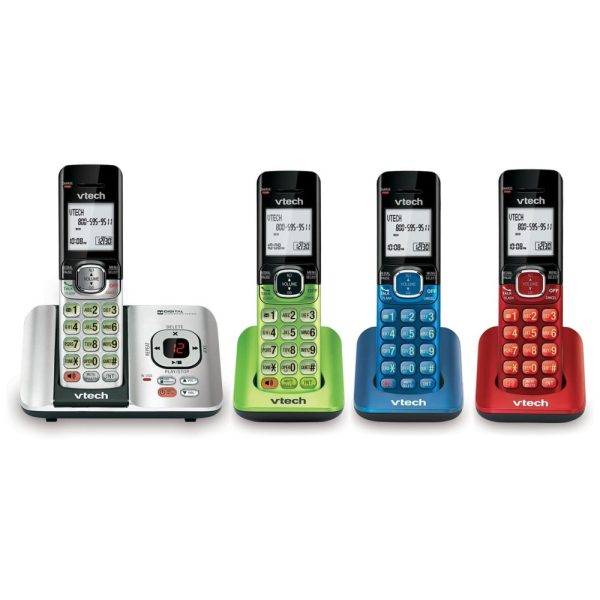 ectqgqcbk9a10b_0 jpg - Quatro Telefones Sem Fio Sistema de Atendimento Identificação de Chamadas Expansível até 5 Fones Montável na Parede, VTECH CS6529 4B, Verde Claro