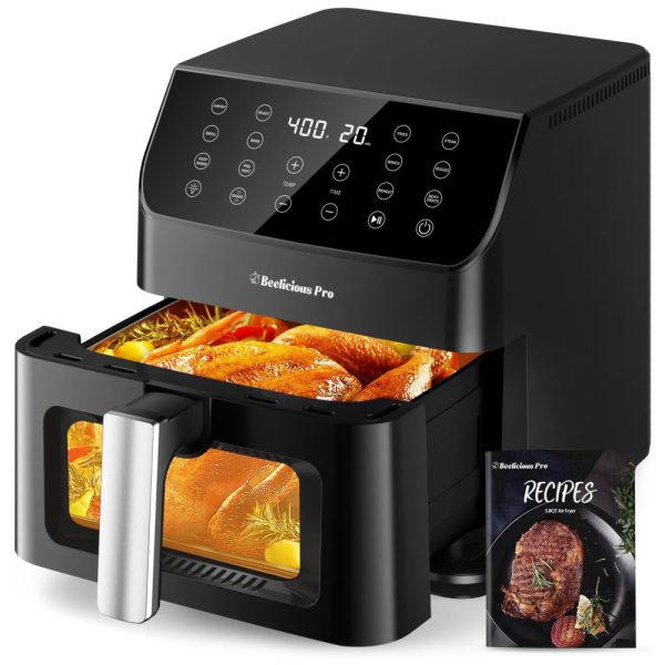 ectqgrqgv2zc0b_0 jpg - Air Fryer 12 em 1, 5.4L com Tecnologia Flavor Lock, Lembrete de Agitação, Silenciosa, Antiaderente e Lavável na Máquina de Lavar Louça, 110V 1700W, Beelicious Pro, Preto Fosco