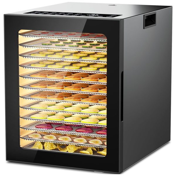 ectqgts155hd0b_0 jpg - Desidratador de Alimentos PSIIDAN, 12 Bandejas de Aço Inoxidável, Controle de Temperatura 74 C, Temporizador 48H, 850W