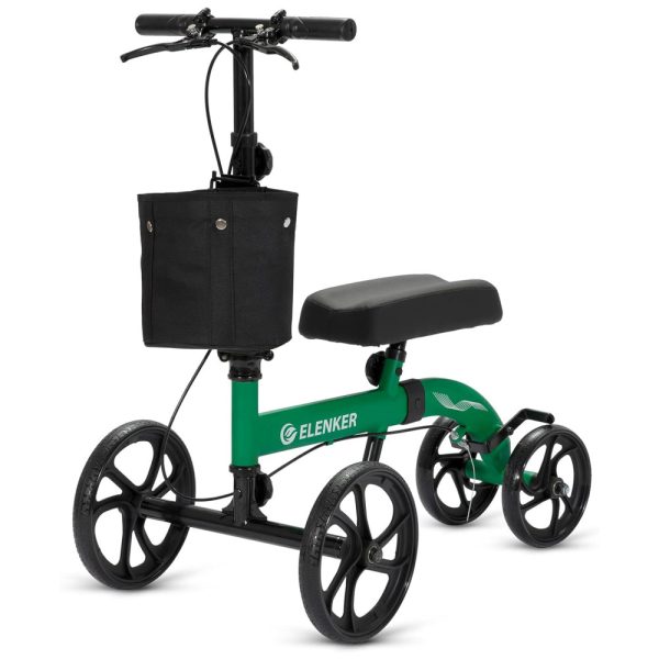 ectqhfhg7bx60b_0 jpg - Andador 4 Rodas com Apoio para Joelho Ideal e Sistema de Freios para Lesões Suporta 136kg, ., ELENKER, Verde