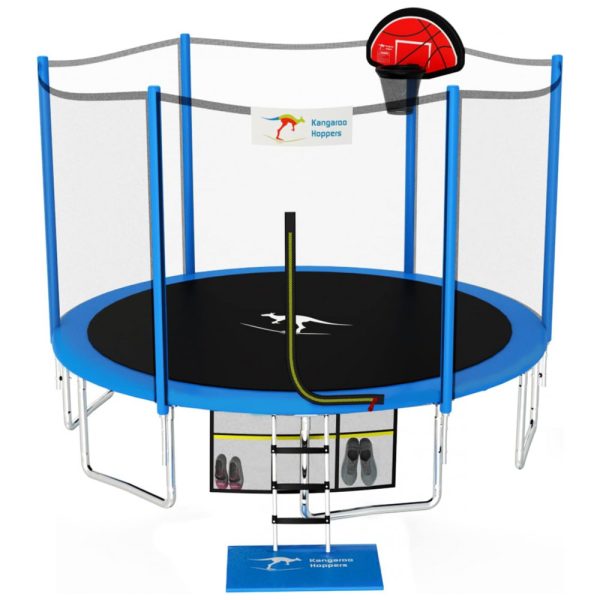 ectqhg4b17d70b_0 jpg - Trampolim Kangaroo Hoppers para crianças, trampolim de 12 14 15 pés com cesta de basquete, rede de gabinete de segurança 2023 trampolim infantil atualizado ao ar livre TUV ASTM testado, 1500LBS AZUL 12 pés