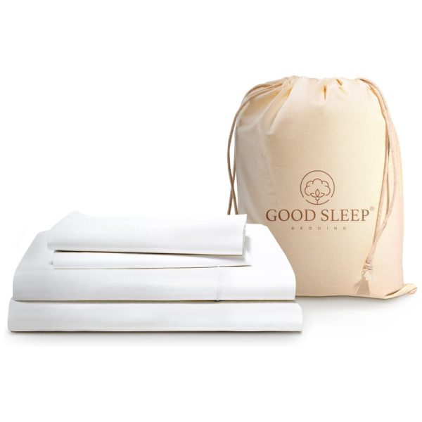 ectqhgw3p1p80b_0 jpg - Conjunto de Lençóis em Algodão Egípcio de 1000 Fios, Tamanho Queen, Super Macio e Respirável, Good Sleep Bedding, Branco