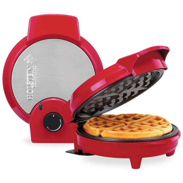 ectqhpn16sx60b_0 jpg - Máquina de waffles antiaderente grande, 8 polegadas, HOLSTEIN HOUSEWARES, Vermelho