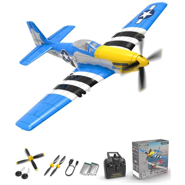 ectqhpp3jntb0b_0-1 jpg - Avião de Controle Remoto com Sistema de Estabilização Xpilot e Acrobáticas, VOLANTEXRC P51, Azul