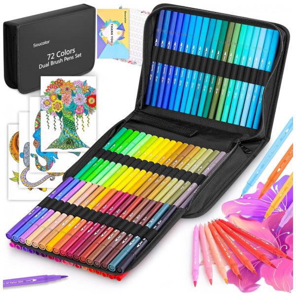 ectqjb81mws80b_0 jpg - Conjunto de Canetas Artisticas 72 Cores com Estojo para Adultos e Crianças, Soucolor