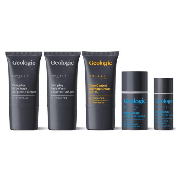 ectqjdcjd6f80b_0 jpg - Mens Travel Skincare Set Simple, Powerful Ingredients That Get Results Anti Aging, Acne, Cleanse, Hydrate 30 Day Routine with Face Wash, Morning Cream, Night Cream Eye Cream by Geologie 30 Day Supply Regular Strength