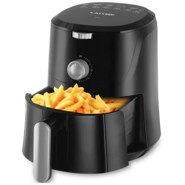 ectqjg2szzt90b_0 jpg - Fritadeira Elétrica AirFryer 4.2L com Temperatura Ajustável e Cesto Antiaderente, 110V, LATURE, Preto