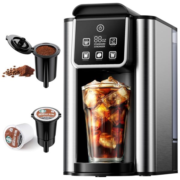 ectqjlhvxy7d0b_0-1 jpg - Máquina de Café quente e gelada com ajuste forte, para K Cup e café moído, 180 400 ml, tanque removível de 1,5 L, filtro reutilizável,Kidisle.