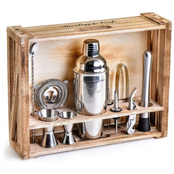 ectqjxv2szd70b_0-1 jpg - Kit Bn Profissional 11 Peças em Aço Inoxidável com Suporte de Madeira, Cor, MIXOLOGY CRAFT 8541911214, Prateado