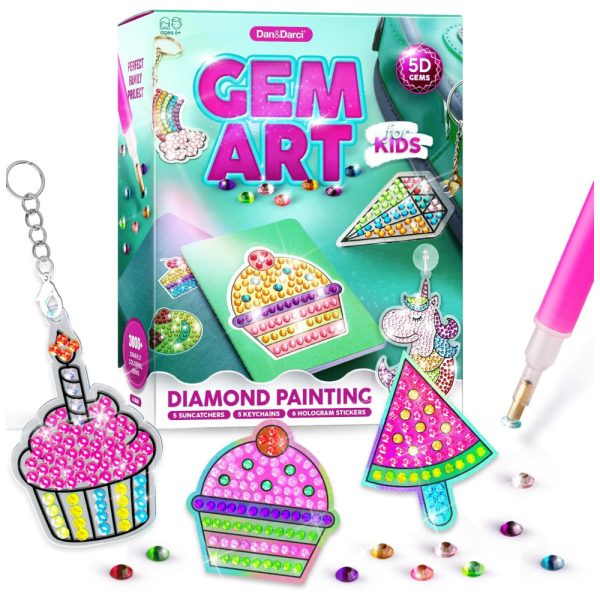 ectqk67xzkg80b_0 jpg - Gem Art Kit Faça Você Mesmo DIY Chaveiros com Aplique de Pedras Brilhantes, Idade Recomendada 6 ou mais, DANDARCI, Azul