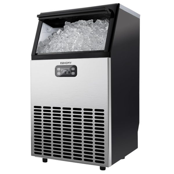 ectqkh1p84w70b_0 jpg - Máquina de Gelo Profissional, Produz 45kg, Dia, 45 Cubos, 12 18min, Aço Inox, 110v, E EUHOMY, Prateado