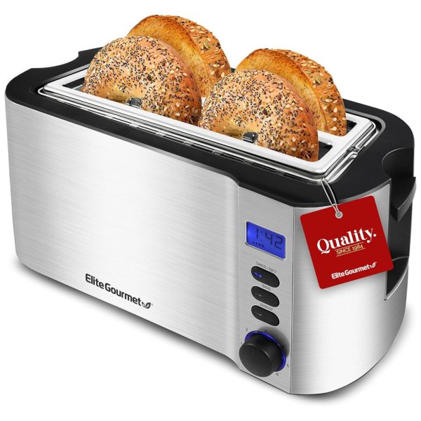 ectqkn6xbfd90b_0 jpg - Torradeira Elétrica de 4 Fatias com 6 Níveis de Tostagem, 110v, ELITE GOURMET ECT4400B, Prateado
